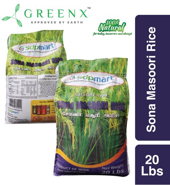 Sona Masoori Rice (Premium Quality) Naturally Aged Rice - 20LB